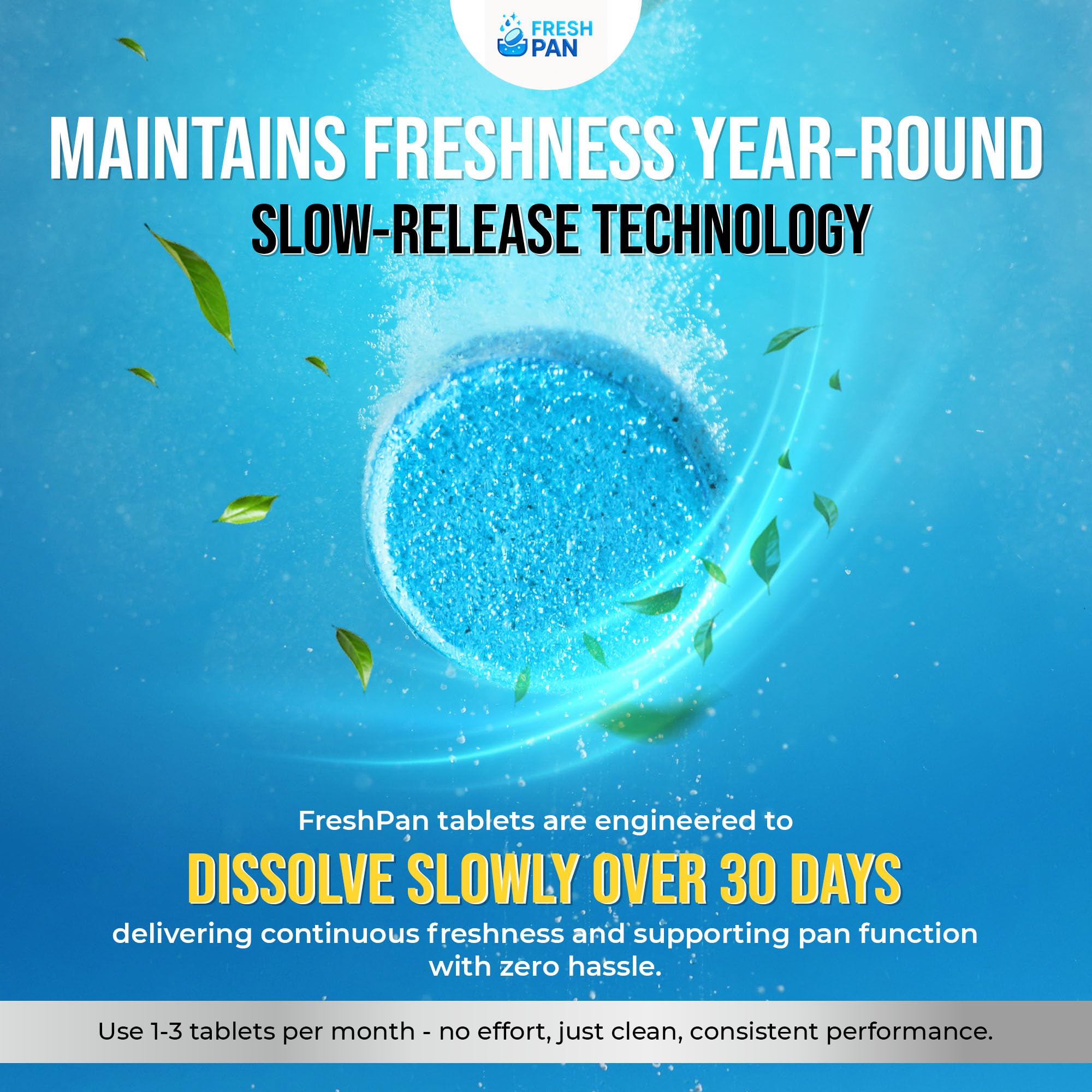 FreshPan AC Drain Pan Tablets (100 Count) | 4 Year Supply of Slow Release AC Condensate Pan Tablets for Clean, Fresh Flow
