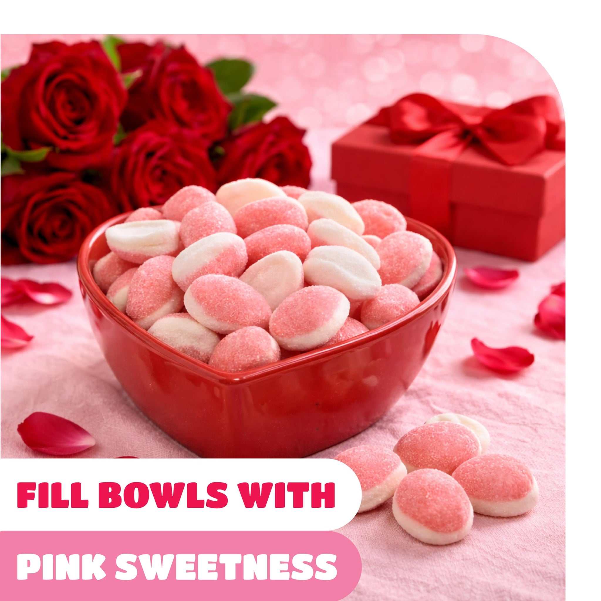 Strawberry Puffy Gummy Candy - 1 Pound Pack - Gender Reveal Strawberry Gummies - Pink Cloud Candy for Baby Showers, Buffets & Dessert Decorating