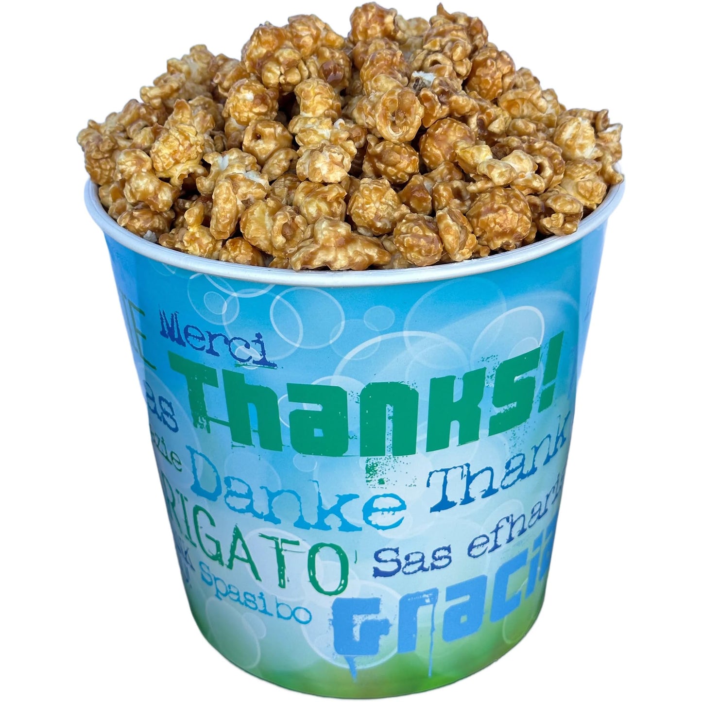 Signature Popcorn, 1-Gallon Thank You Gift Bucket, Caramel Popcorn, Reusable Plastic Container, Gourmet Snack, Gluten-Free, Holiday Popcorn Gift