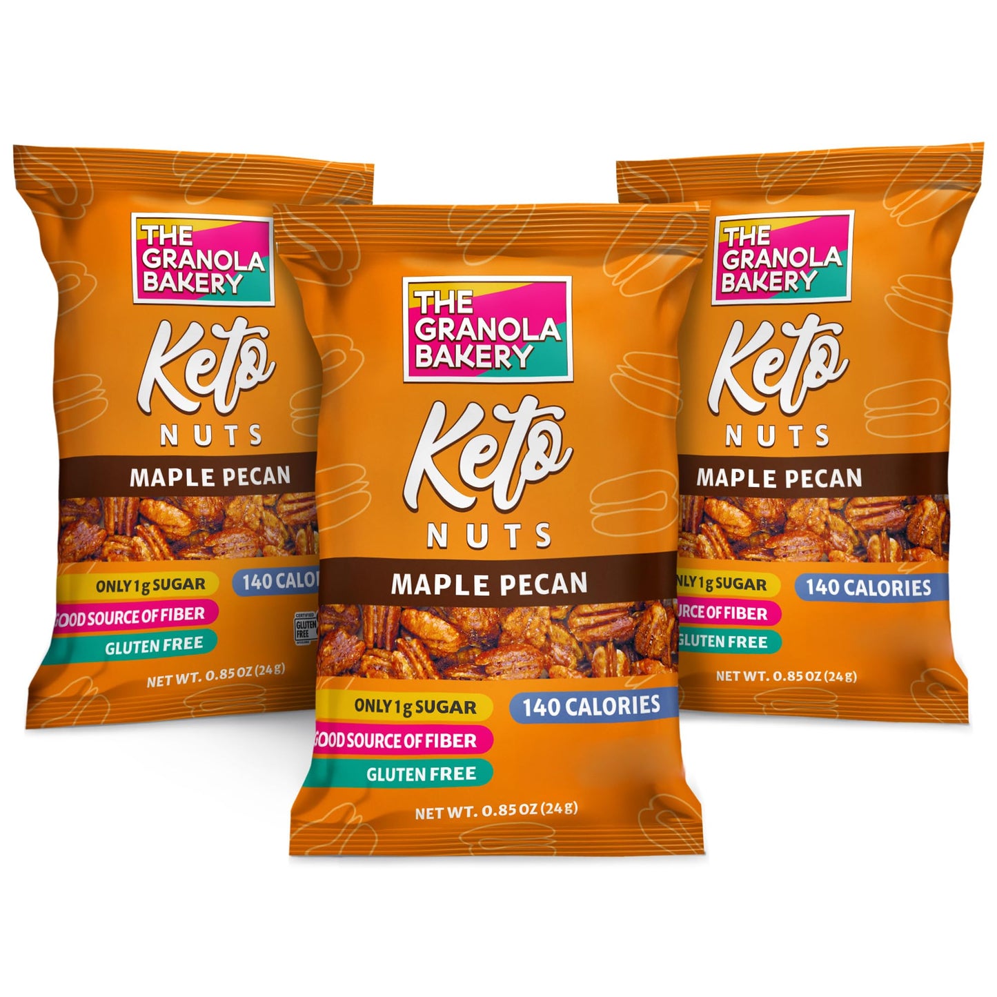 TGB Maple Pecan Nut Bites, Keto Snacks, No Added Sugar, Gluten Free, Healthy Low Carb To Go, 0.85oz Bag (Pack of 6)