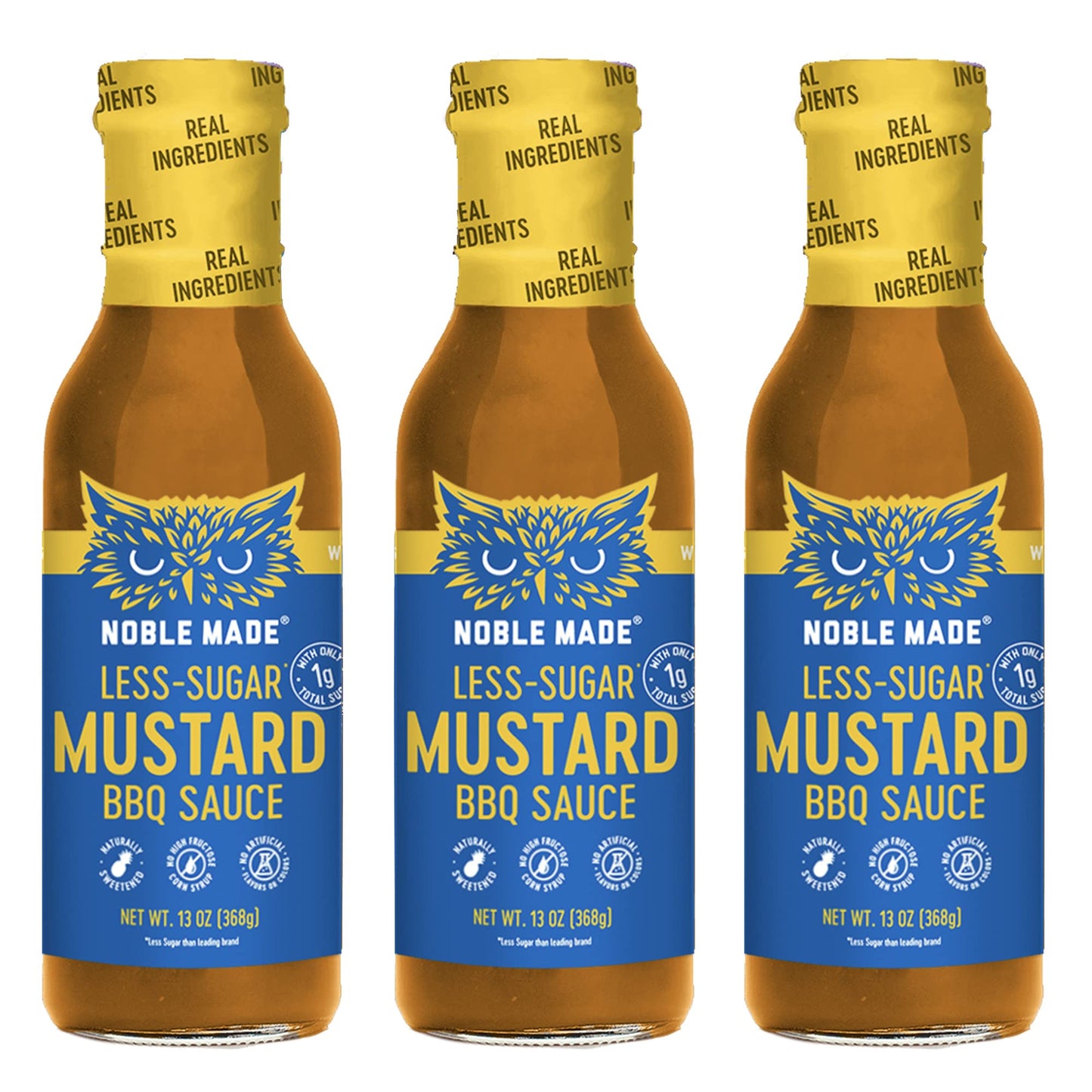 Noble Made by The New Primal, Mustard BBQ Sauce, Whole30 Approved, Paleo, Gluten Free, Keto, Low Carb, Low Calorie, Dairy and Soy Free, Glass Bottle