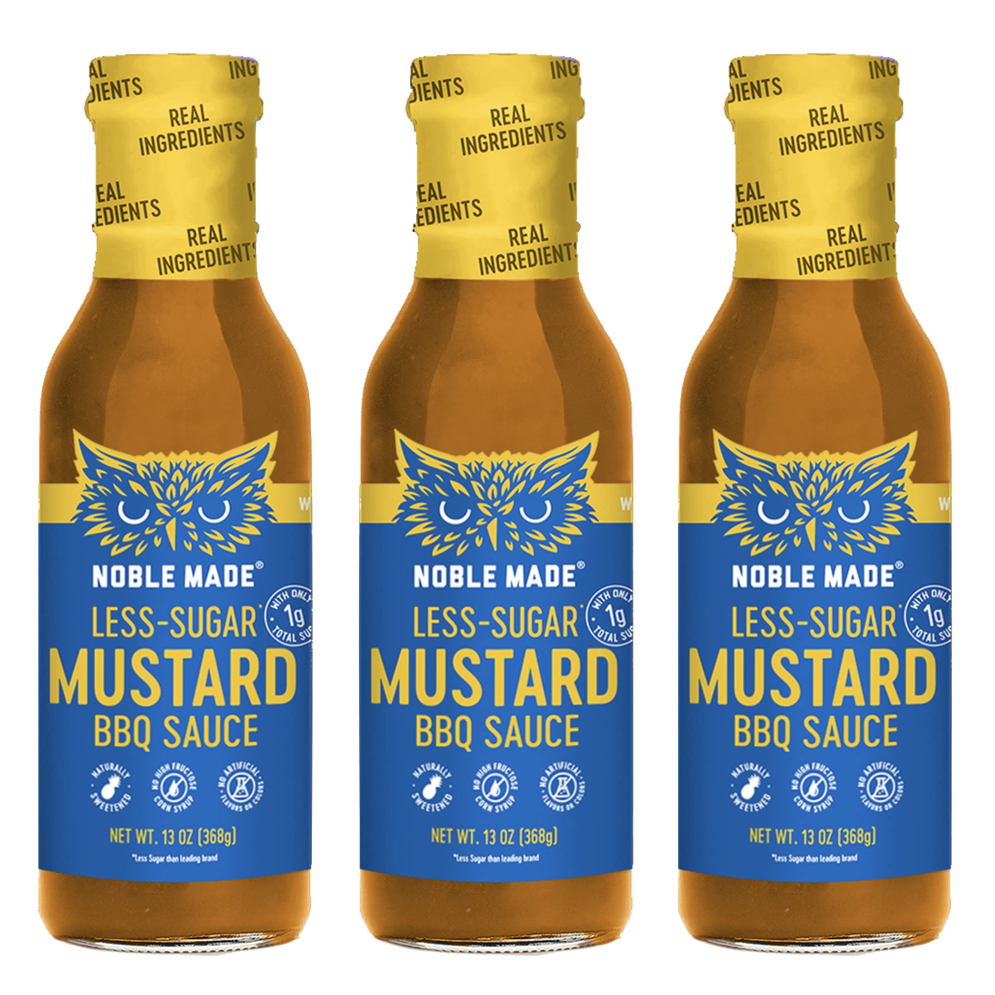Noble Made by The New Primal, Mustard BBQ Sauce, Whole30 Approved, Paleo, Gluten Free, Keto, Low Carb, Low Calorie, Dairy and Soy Free, Glass Bottle