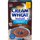 Cream of Wheat Instant Lower Sugar Hot Cereal, Cocoa, 10 Packets