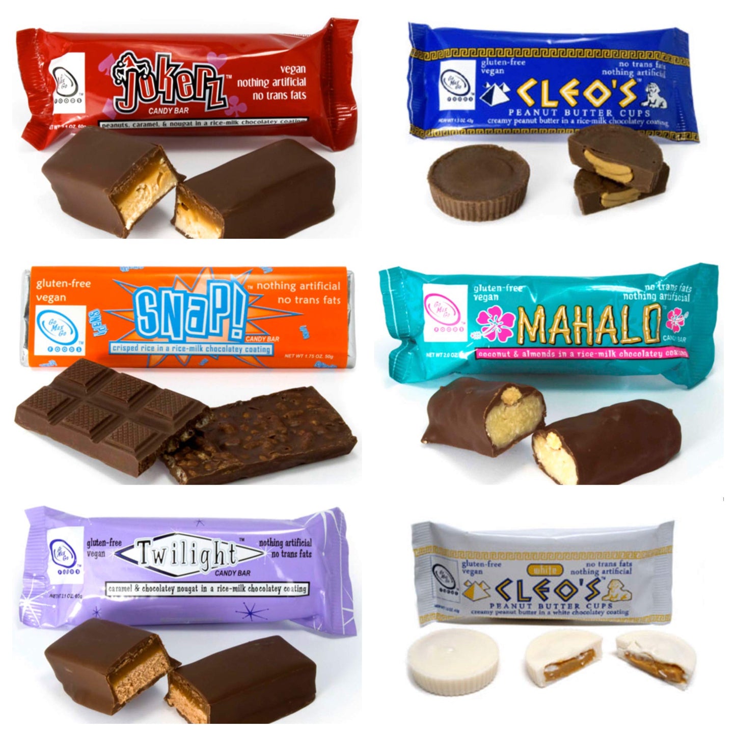 Go Max Go, Vegan Candy Bar, Variety Pack (Pack of 6)