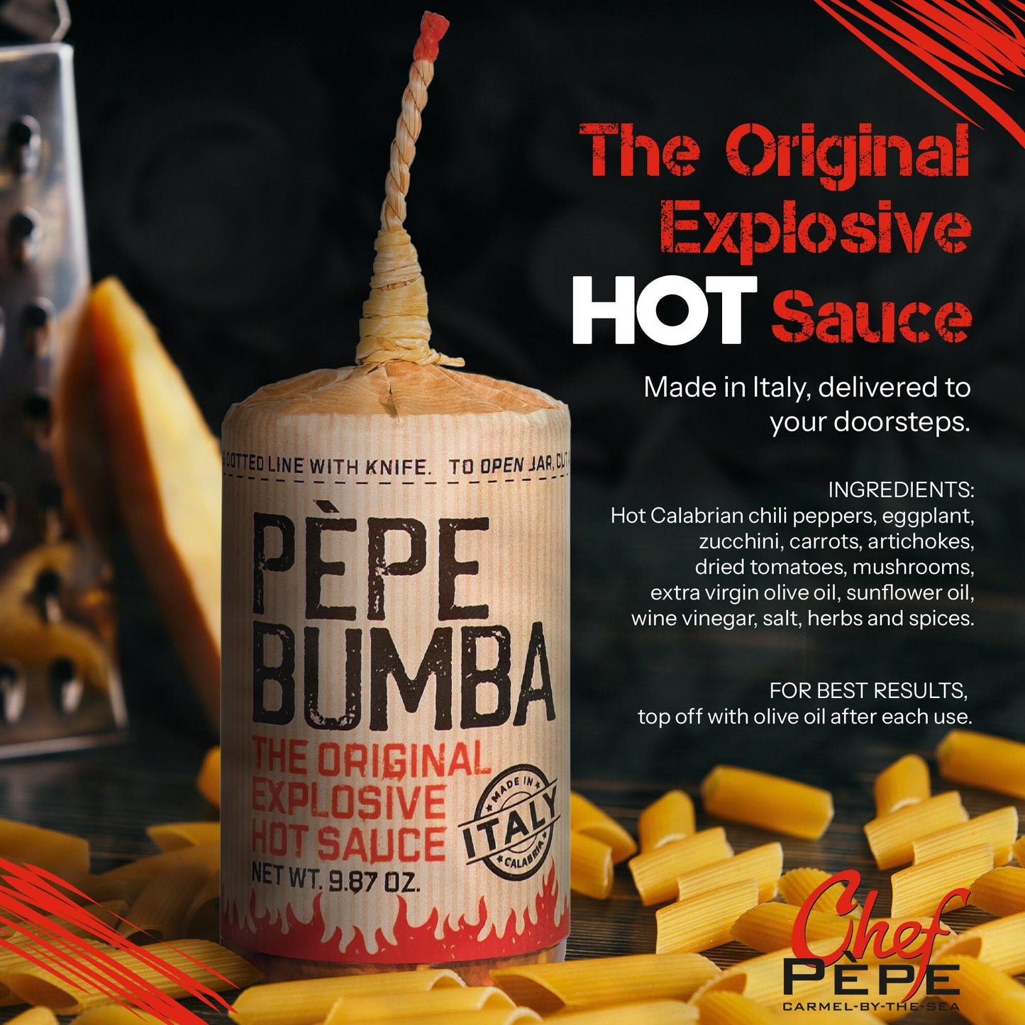 Chef Pepe's Pepe Bumba Hot Sauce, Perfect for Pasta, Sandwiches, Steak, Chicken, and More - 3-pack