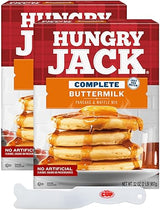 Hungry Jack Complete Buttermilk Pancake & Waffle Mix, 32 oz (Pack of 2) with By The Cup Spatula Knife