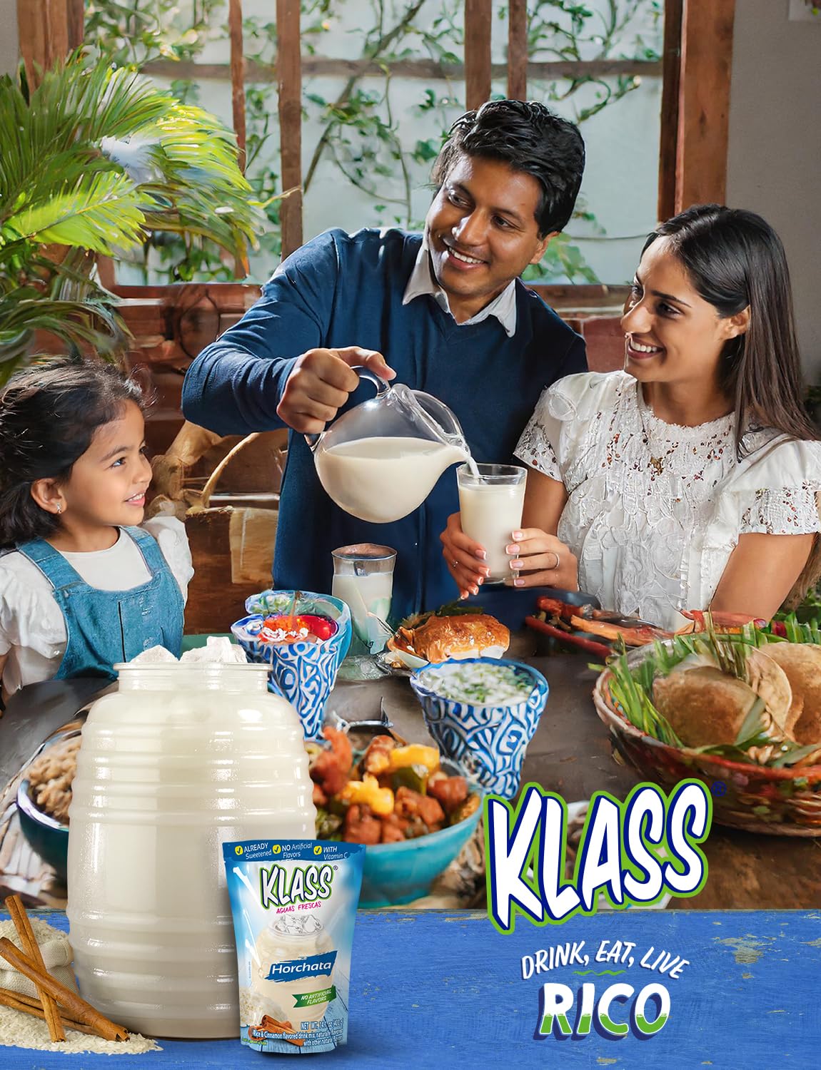 Klass Aguas Frescas Drink Mix Family Pack - Horchata - Powder Drink Mix, Water Drink Mix with Natural Flavors & Vitamin C, Makes 28 to 36 Quarts (56