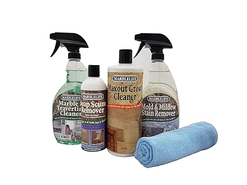Marblelife Clean & Fresh Kitchen & Bathroom Care Kits - Marble & Travertine (MTC-41150, SSR-41200, MMSR-41190, MAX-41300, MFT-55225)