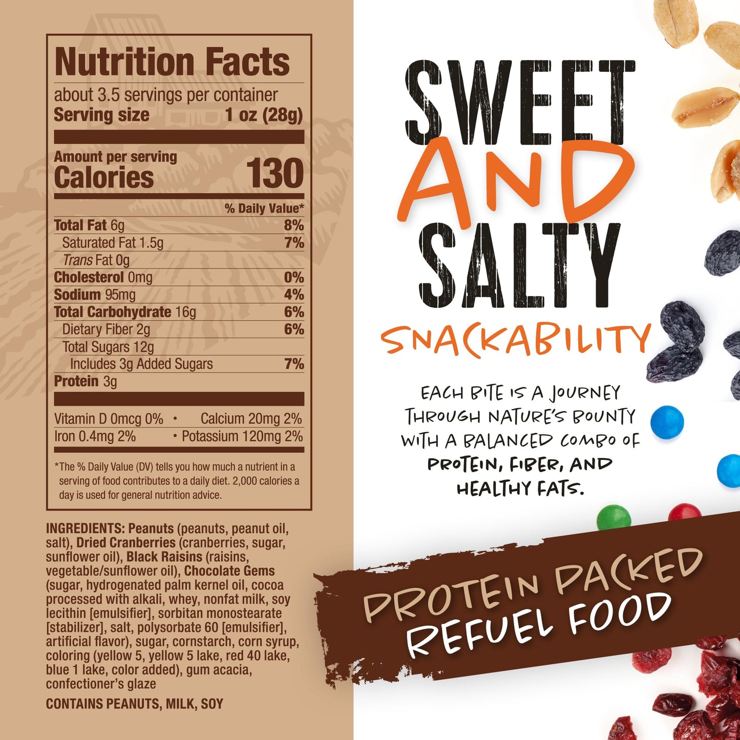 Natural Cravings Trail Mix Snack Packs - Individual 3.5 oz Bags - Nuts & Chocolate Dried Fruit Mix & Nuts Mix with Peanuts, Dried Cranberries