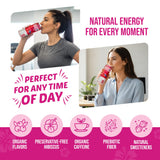 HIBO Healthy Energy Drinks Sugar Free - Gluten-Free & Gut-Friendly Prebiotic Fiber w/140mg Caffeine & 60mg Green Coffee Extract, Electrolytes