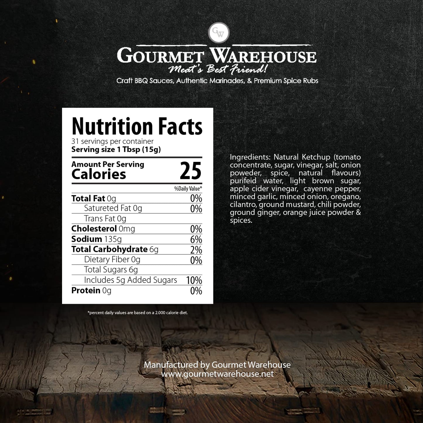 Gourmet Warehouse Caribbean BBQ Sauce, Caribbean Style Barbecue Sauces Handcrafted In Small Batches Gluten-Free, HFCS-Free, Delicious Sauce 16 Ounces