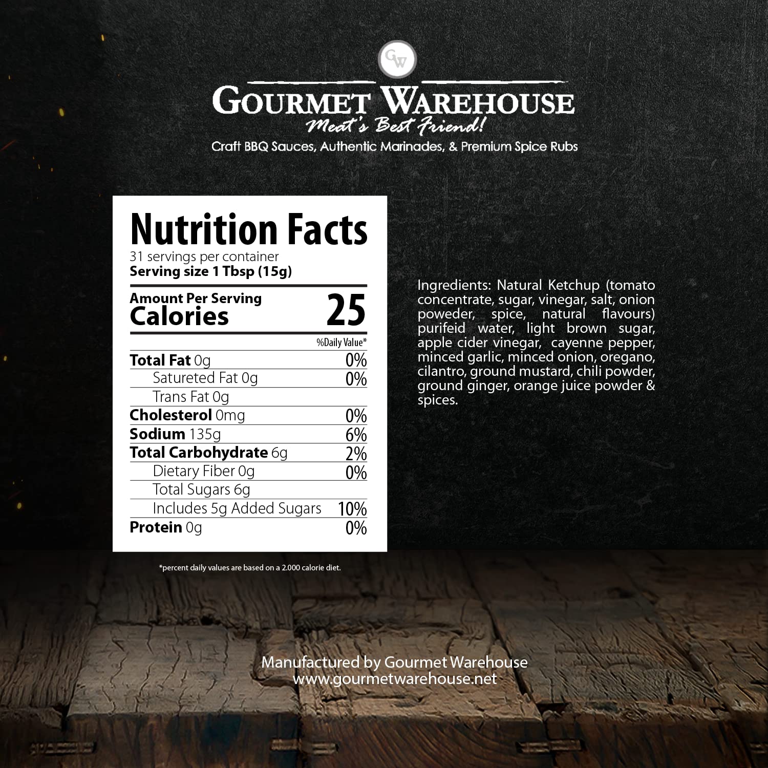 Gourmet Warehouse Caribbean BBQ Sauce, Caribbean Style Barbecue Sauces Handcrafted In Small Batches Gluten-Free, HFCS-Free, Delicious Sauce 16 Ounces