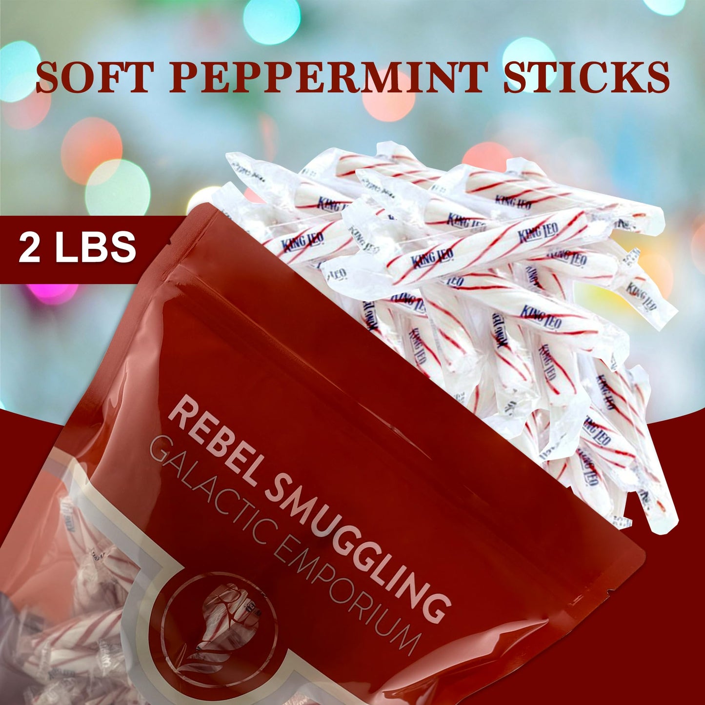 Christmas Soft Peppermint Sticks Candy Bulk 2lb Bag, Individually Wrapped Mints by Rebel Smuggling Galactic Emporium