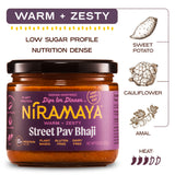 Niramaya 3 Flavor Sample Pack - Street Pav Bhaji/Tomato Masala Sabzi/ Super Greens Saag Indian-Inspired Dips & Spreads For Chips/Snacks/Rice/Salads