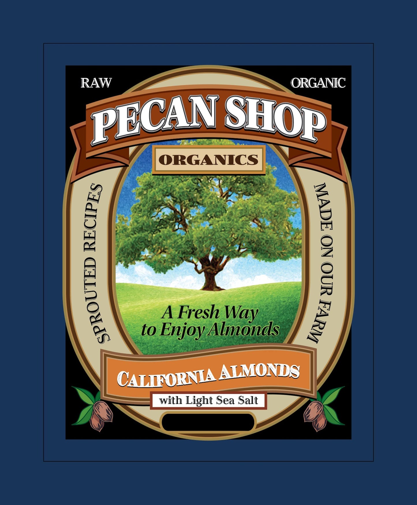 Pecan Shop Sprouted Raw Organic California Almonds 2 lbs - Light Sea Salt Family Recipe Crispy
