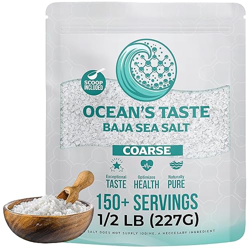0.5LB Ocean's Taste Baja Sea Salt, Coarse Natural Grain, 4X More Minerals than Celtic Salt, 30% Less Sodium, Mineral Salt Ideal for Electrolytes