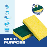 SCRUBIT 48 Pack Heavy Duty Scrub Sponges - Dishwashing Sponge Along with A Tough Scouring Pad - Dual Sided Dish Sponge Ideal for Cleaning Kitchen