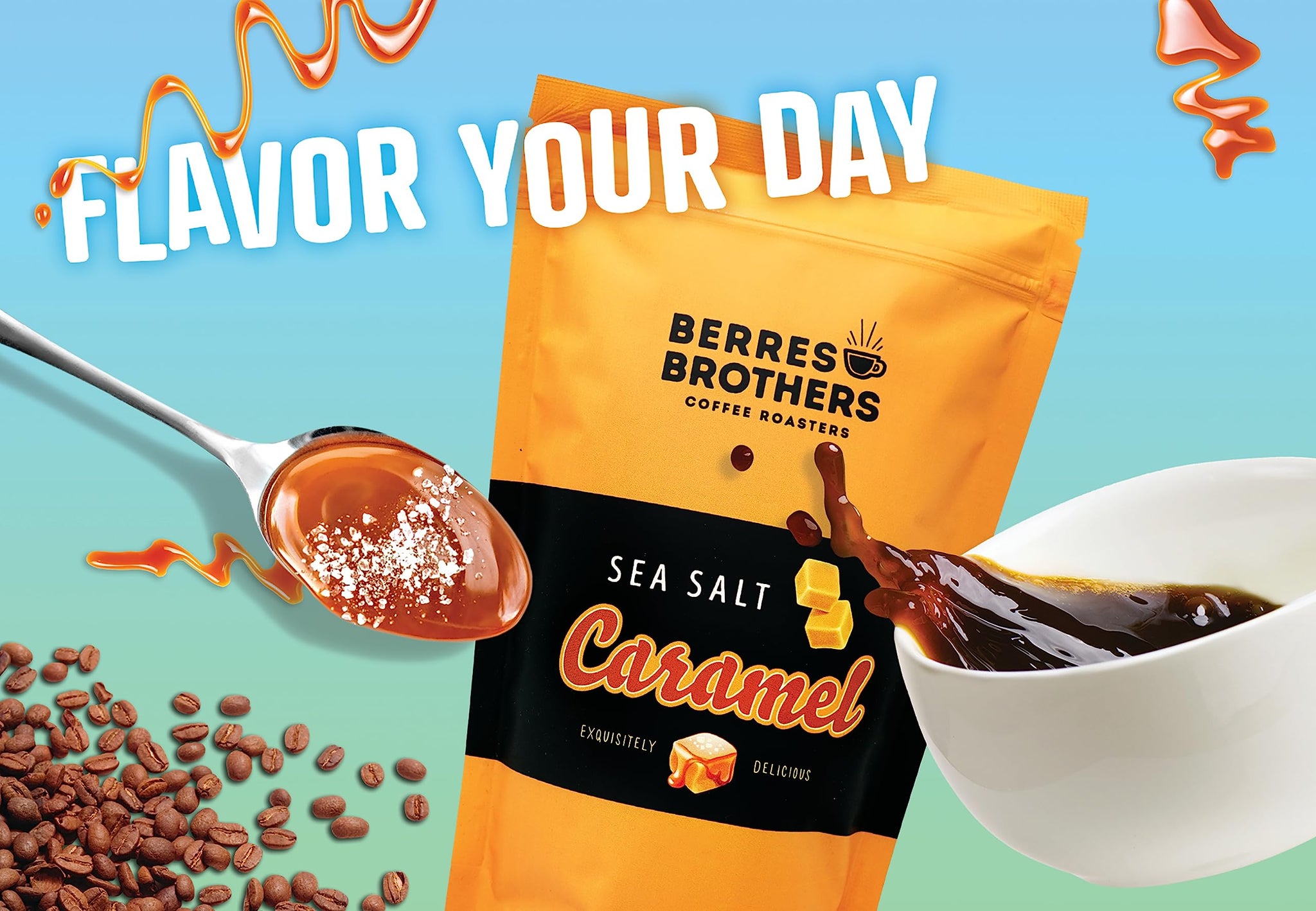 Berres Brothers Sea Salt Caramel Ground Coffee 10 Ounce Bag Caramel Drizzle with a Pinch of Salt, Medium Roast, Caffeinated Flavored Coffee