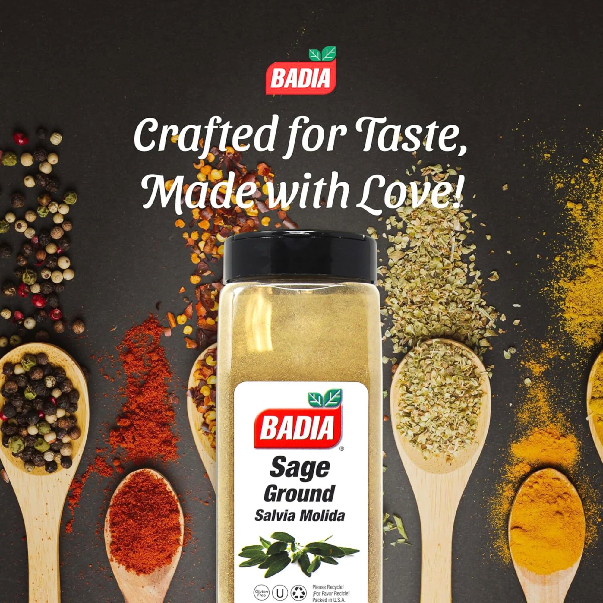 Badia Ground Sage, 12 oz - Earthy, Aromatic Herb Seasoning, Savory Flavor, Gluten Free, No MSG, Kosher