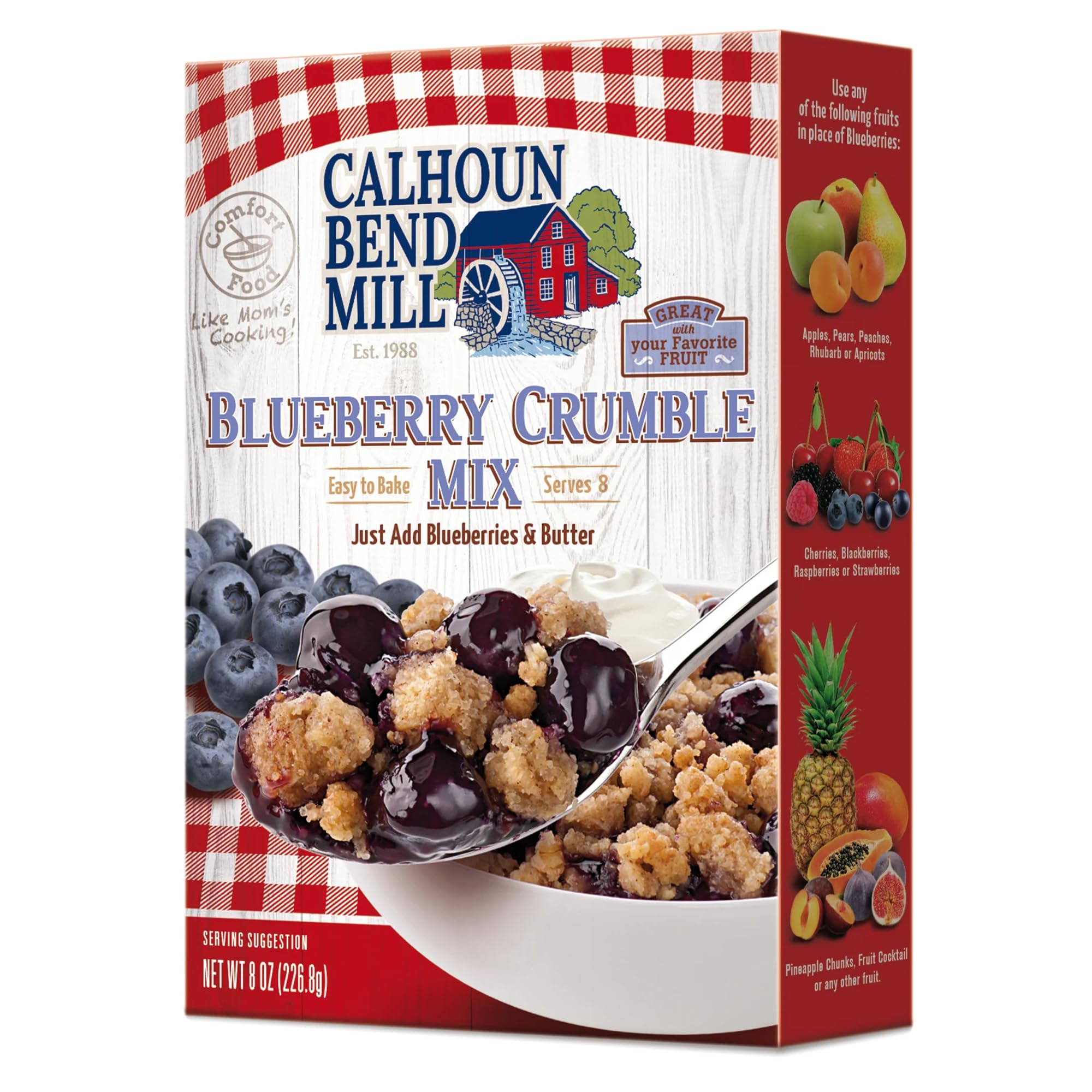 Calhoun Bend Mill Blueberry Crumble Mix | Delicious Easy to Make Crumble Dessert | Perfect for Blueberries or Your Favorite Fruits | Classic Dessert | Ideal for Baking Enthusiasts - 8 Oz (Pack of 1)