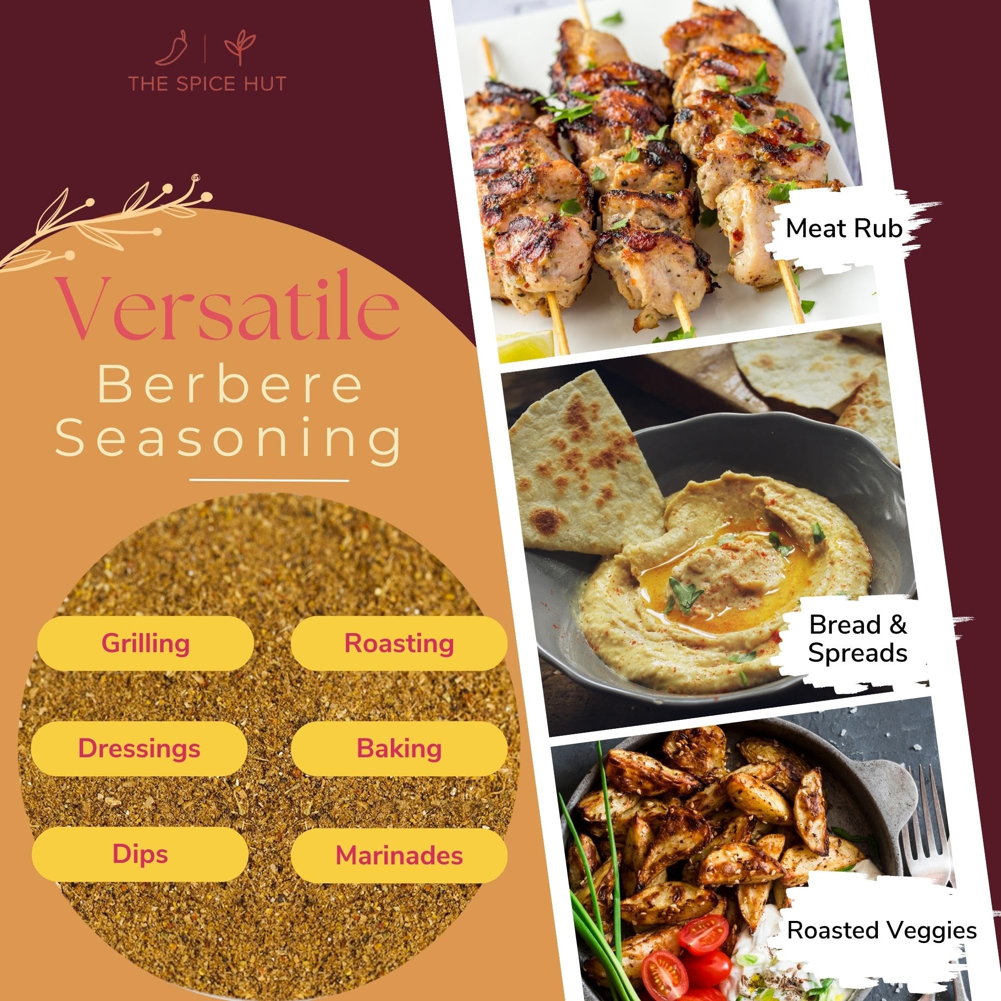 Berbere Ethiopian Organic Seasoning, Authentic African Cooking Spice Blend, The Spice Hut, 2 Ounce