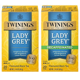 Twinings Lady Grey and Decaf Lady Grey Black Tea, 2-20 Count Packs, 40 Tea Bags, Light & Citrusy, Individually Wrapped Bags, Enjoy Hot or Iced