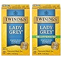 Twinings Lady Grey and Decaf Lady Grey Black Tea, 2-20 Count Packs, 40 Tea Bags, Light & Citrusy, Individually Wrapped Bags, Enjoy Hot or Iced