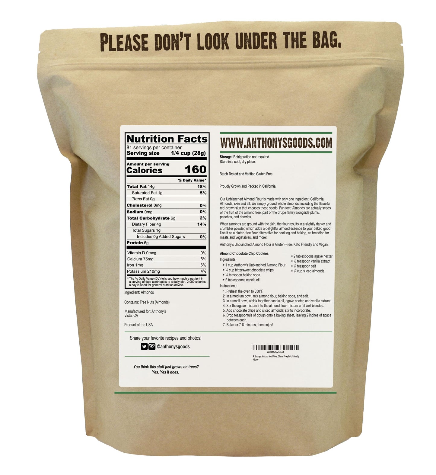 Anthony's Almond Meal Flour, Unblanched, 5 lb, Gluten Free, Non GMO, Keto Friendly