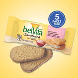 belVita Sandwich Strawberry Yogurt Creme Breakfast Biscuits, 5 Packs (2 Sandwiches Per Pack)