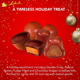 R.M. Palmer Christmas Mix, Bulk Bag of Fudge Bells, Santa Crisp Kringle's, Peanut Butter Cups, Chocolaty spheres, Holiday Themed Treats, Candy