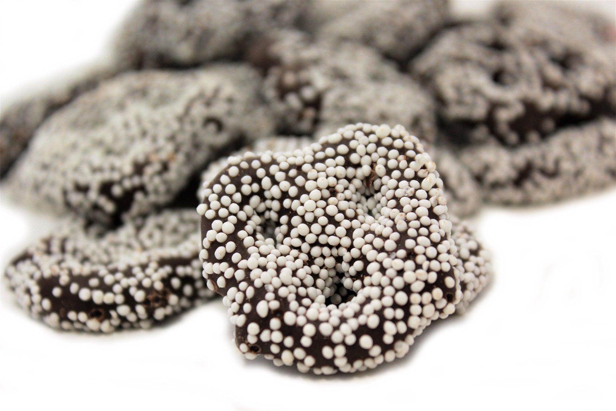 Gourmet Dark Chocolate Covered Mini Pretzels with White Nonpareil by Its Delish (2 lbs)