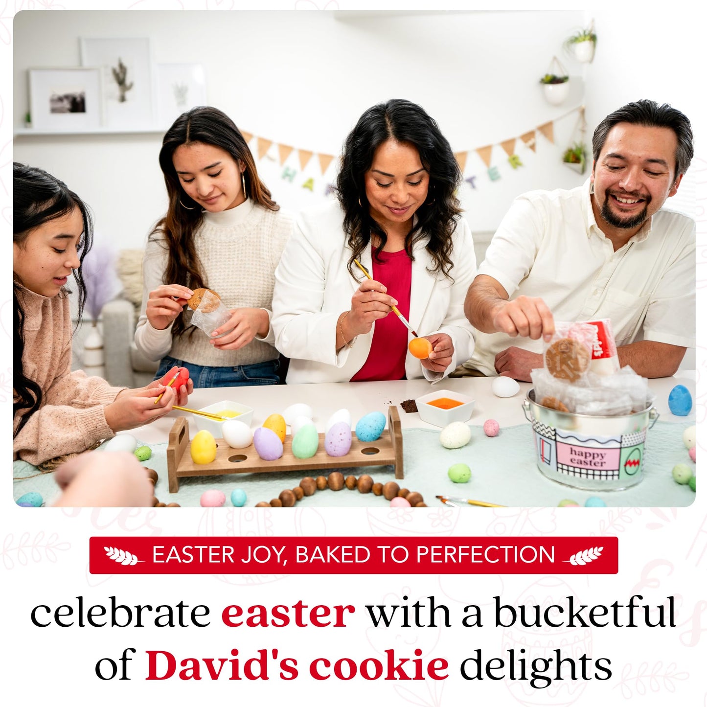 David’s Cookies Easter Assorted Cookies Gift Bucket - Freshly Baked Gourmet Thin Crispy Cookies and Butter Pecan Meltaways - Made of Fresh Ingredients