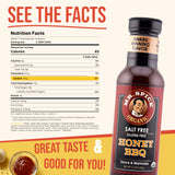 Mr. Spice Organic Honey BBQ Sauce, Salt Free BBQ Sauce (5mg/serving), Gluten Free, Low Sodium Barbecue Sauces for Marinade, Grill & Air Fryer, No Salt