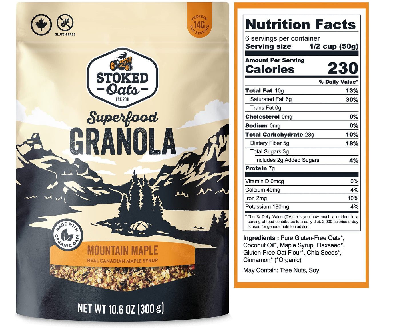 Stoked Oats Granola - Variety Pack (3 Pack), High Protein, Less Sugar, Superfood Breakfast - Gluten Free, High Fibre, Non GMO (10.6oz per box)