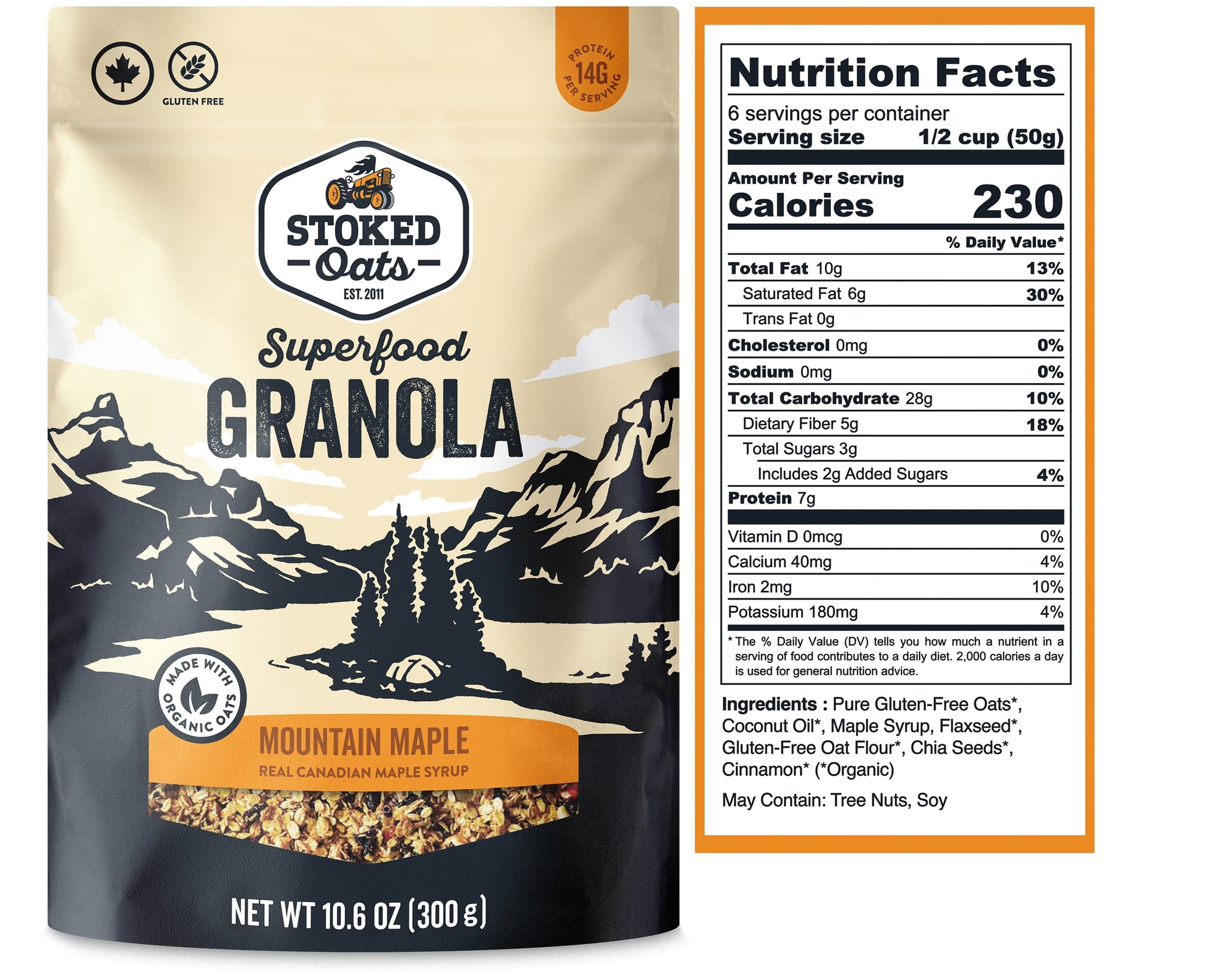 Stoked Oats Granola - Variety Pack (3 Pack), High Protein, Less Sugar, Superfood Breakfast - Gluten Free, High Fibre, Non GMO (10.6oz per box)