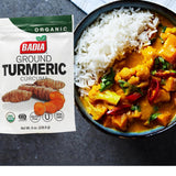 Badia Organic Turmeric Ground, 8 oz resealable bag - Premium Curcuma Seasoning for Cooking, Golden Flavor & Rich Aroma