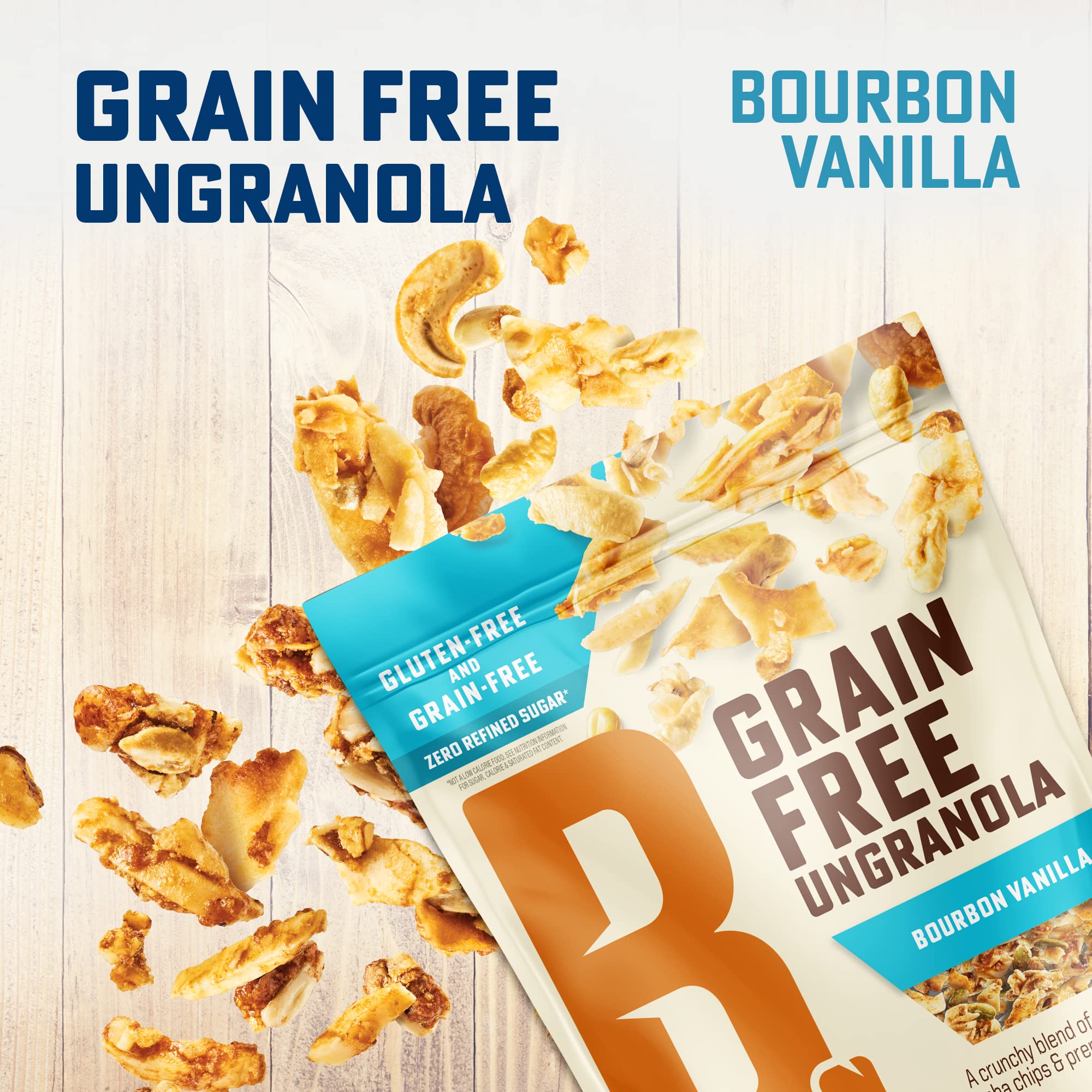 B. Fine Foods Grain-Free Crunchy Granola Snack of Coconut, Saba Chips & Premium Nuts - UnGranola Bourbon Vanilla - Zero-Refined Sugar, Gluten-Free