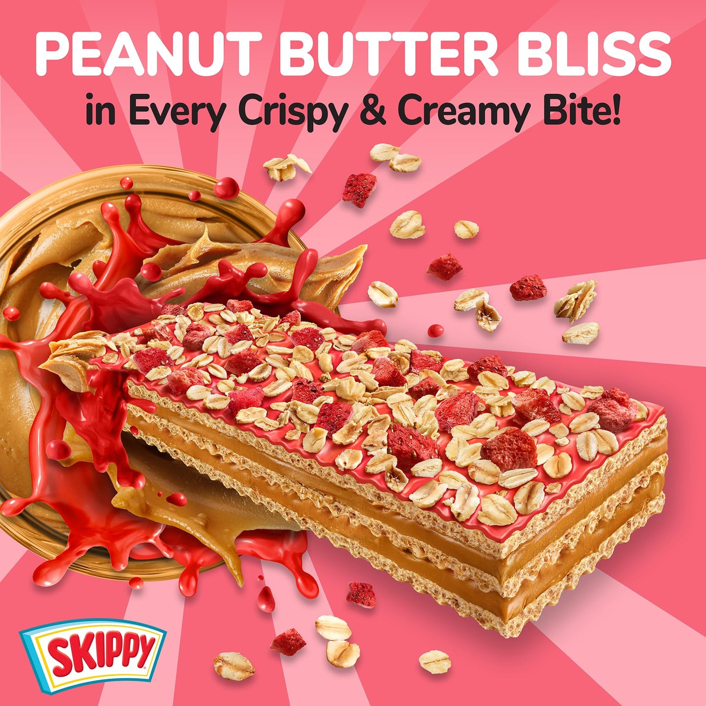 SKIPPY P.B. & Jelly Wafer Bars, Strawberry Jelly Flavor, Real Fruit & Oats, 6 Individually Wrapped Bars (7.8 oz)