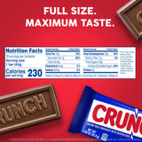 CRUNCH Full-Size Candy Bar, Creamy Milk Chocolate with Crunchy Crisped Rice, Single Bar, 1.55 oz