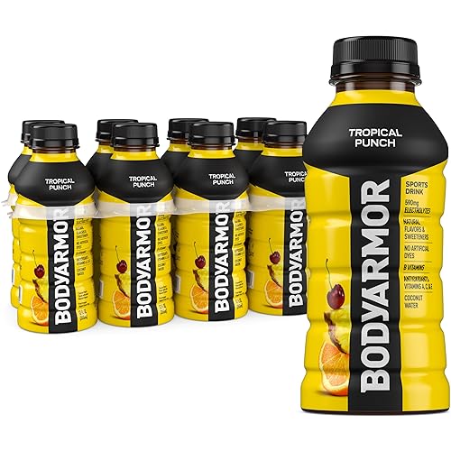 BODYARMOR Sports Drink, Tropical Punch, Electrolyte Drink Hydration, 12 Fl Oz Bottles (8 Pack), Flavored Coconut Water with B Vitamins & Antioxidants