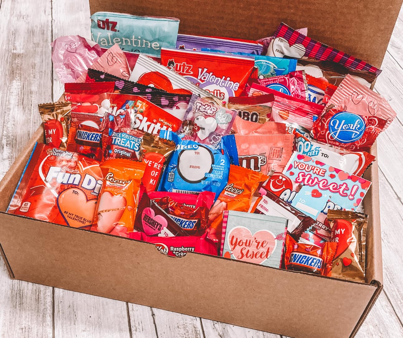 Munchie Mountain 75-Count Valentine Care Package and Valentine's Day Candy Snack Box for Boyfriend, Girlfriend, College student, Grandkids, Husband