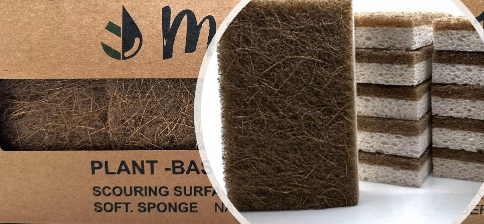 MinnYaso 12 Pack Natural Sponges | Hemp Sisal Plant Based Scrubber Scouring Sponge | Eco-Friendly Odor Free Biodegradable Compostable Wood Pulp |