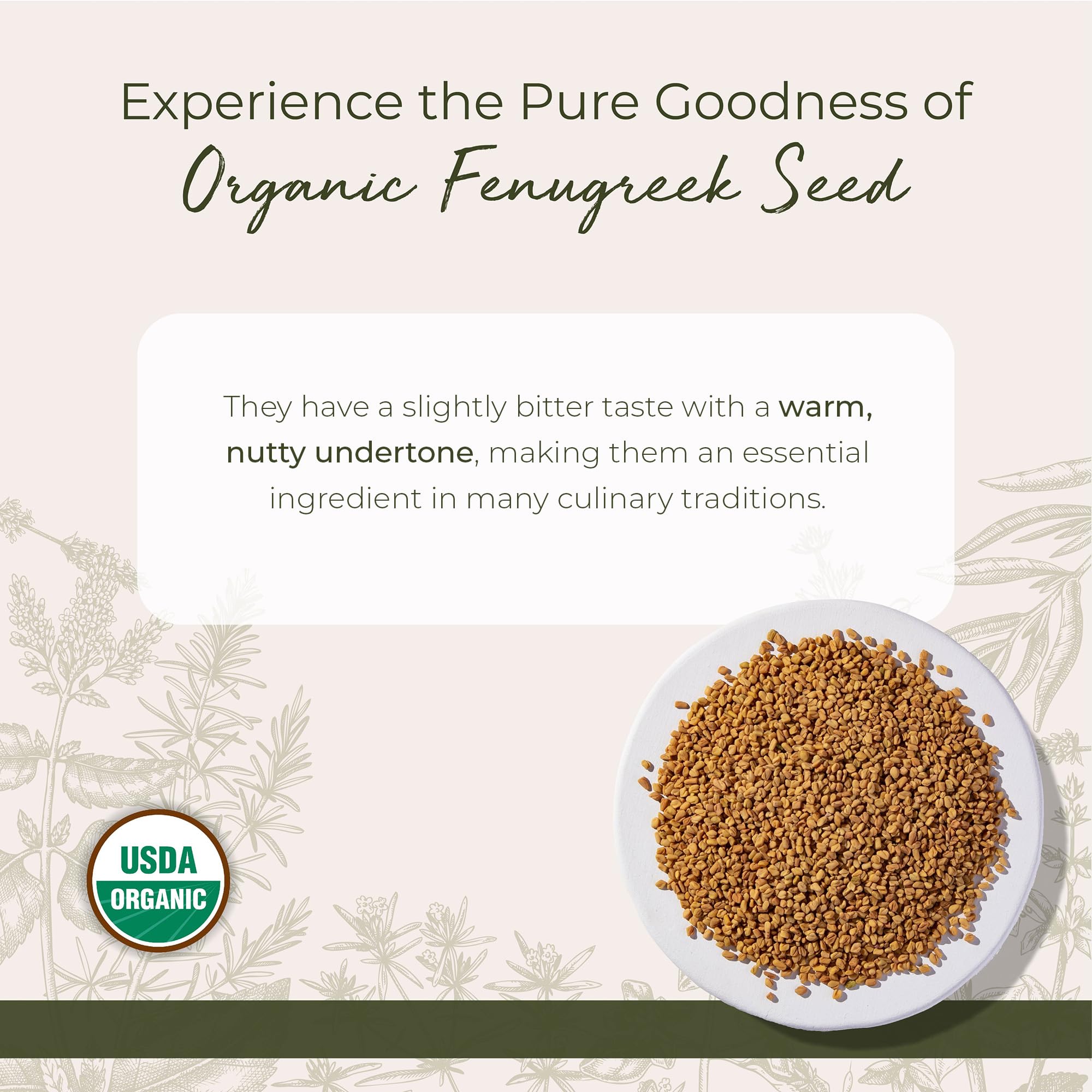 Starwest Botanicals Whole Fenugreek Seeds Organic - Seasoning Spice for Cooking, Use in Tea, Curry, or Natural Herbal Blends, Certified Kosher