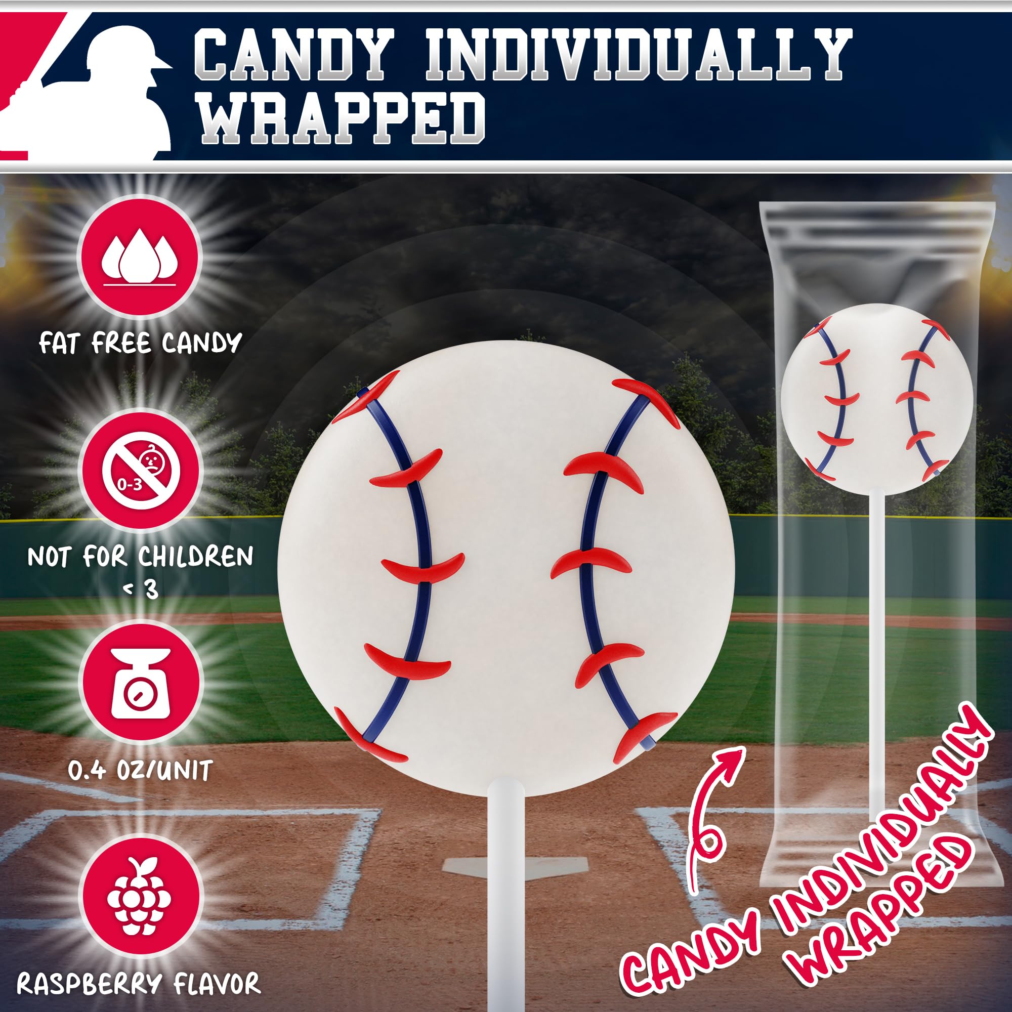 Baseball Lollipops 12pk- Baseball Sucker Lollipops Baseball Candy As Baseball Party Favors & Baseball Goodie Bags - Baseball Snacks,Baseball Favors