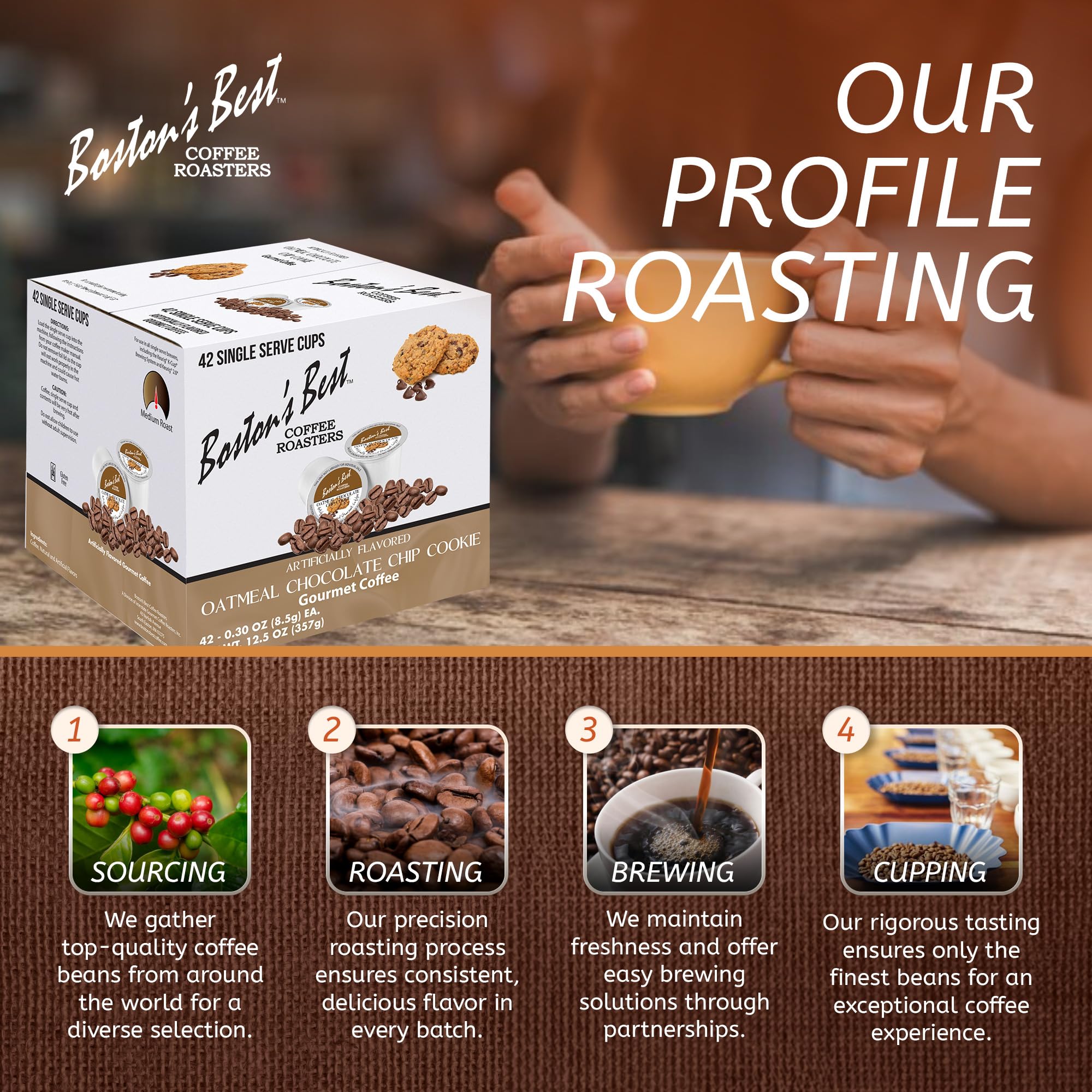 Boston’s Best - Oatmeal Chocolate Chip Cookie Flavored Coffee Blend, Dessert Gourmet Compatible with Keurig Coffee Maker, 1 Count (42 Single Serve