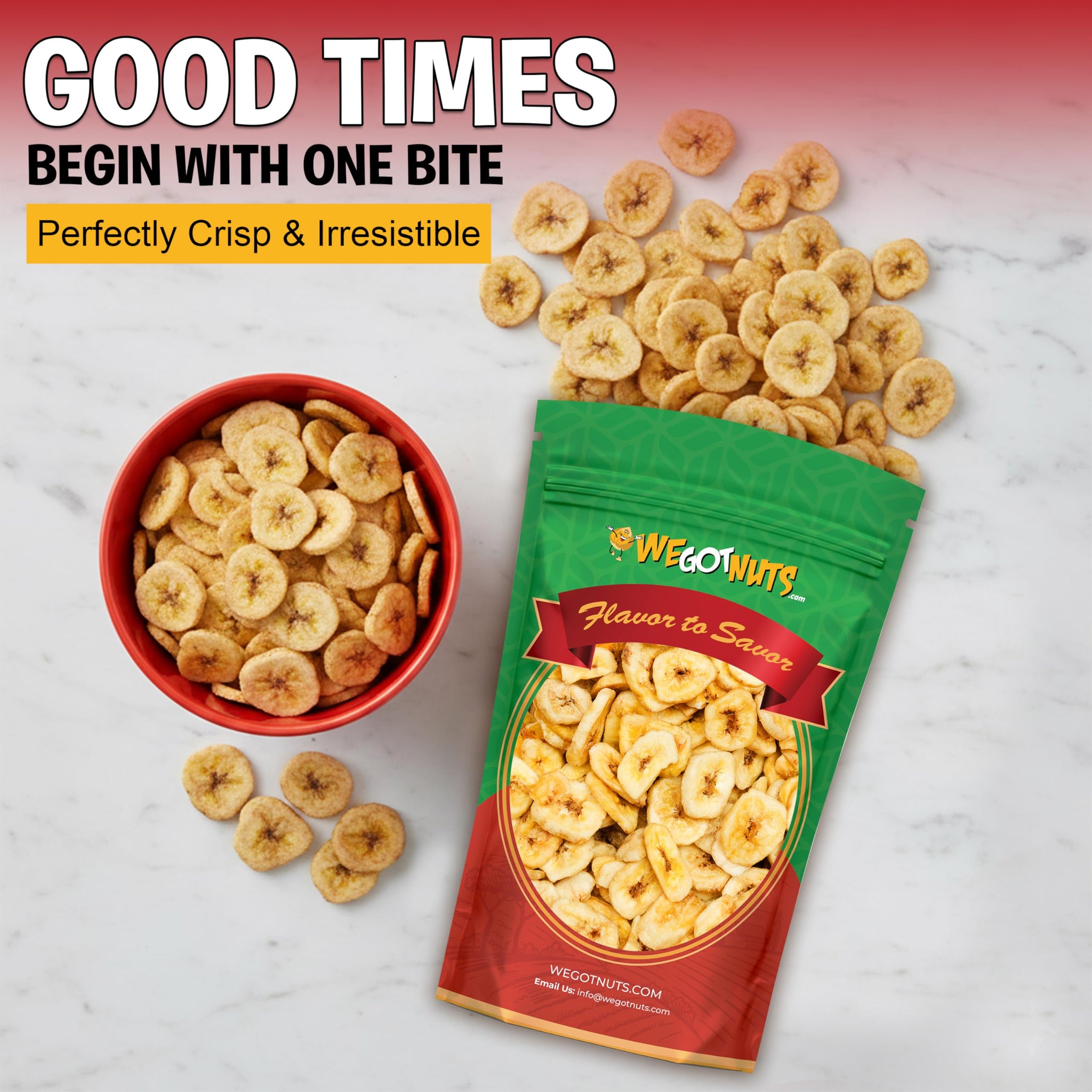We Got Nuts Premium Dried Banana Chips 64oz (4 Pounds) Fresh, Crispy & Sweetened, Sealed For Freshness - We Got Nuts