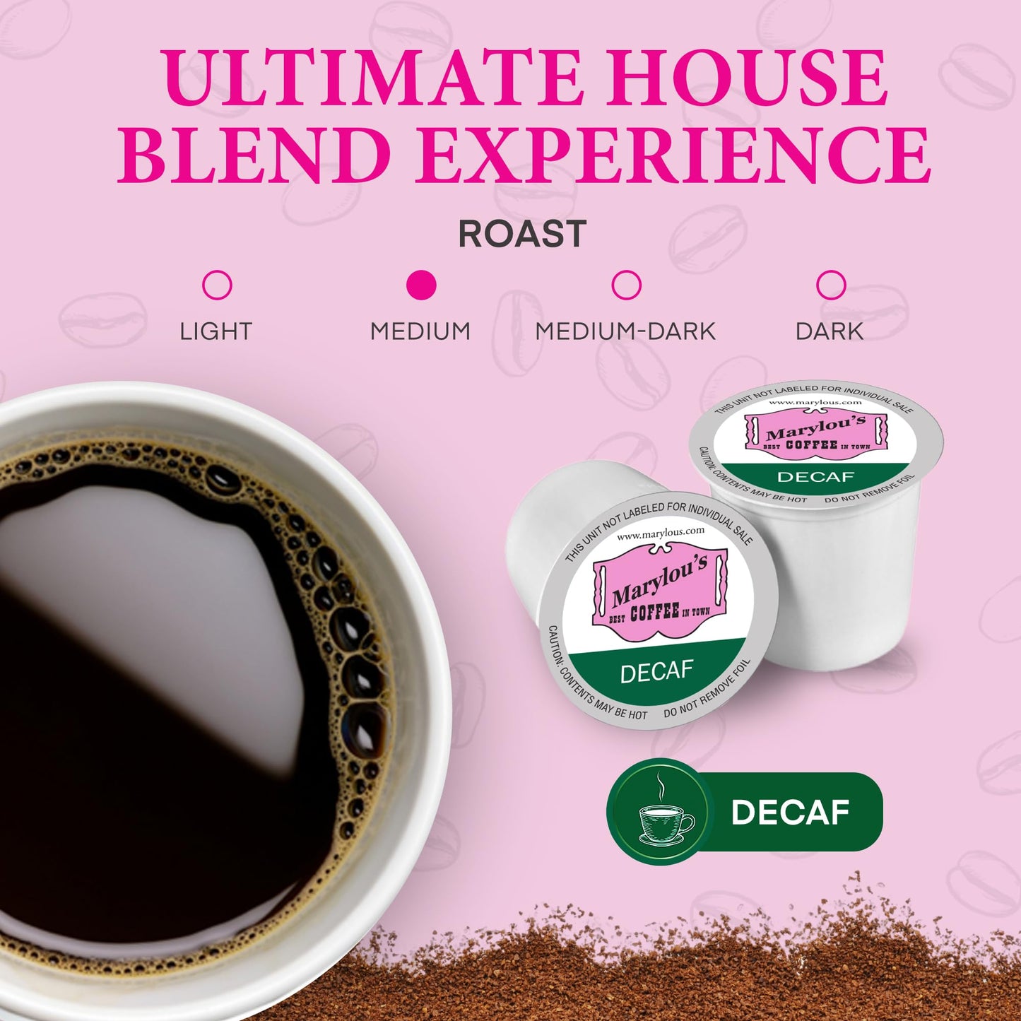 Marylou’s Coffee - Famous Decaf Blend Gourmet Coffee, Delightful Medium Roast Coffee, Compatible with Keurig® Coffee Maker, 1 Count (12 Single Serve