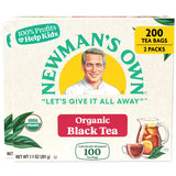 Newman's Own Organic Black Tea Strong Robust Black Tea with 100 Tea Bags Per Box (Pack of 2) USDA Certified Contains Caffeine Brew Hot/Cold