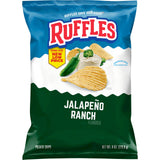 Ruffles Potato Chips, Jalapeno Ranch Flavored Snacks, 8 Oz Bag