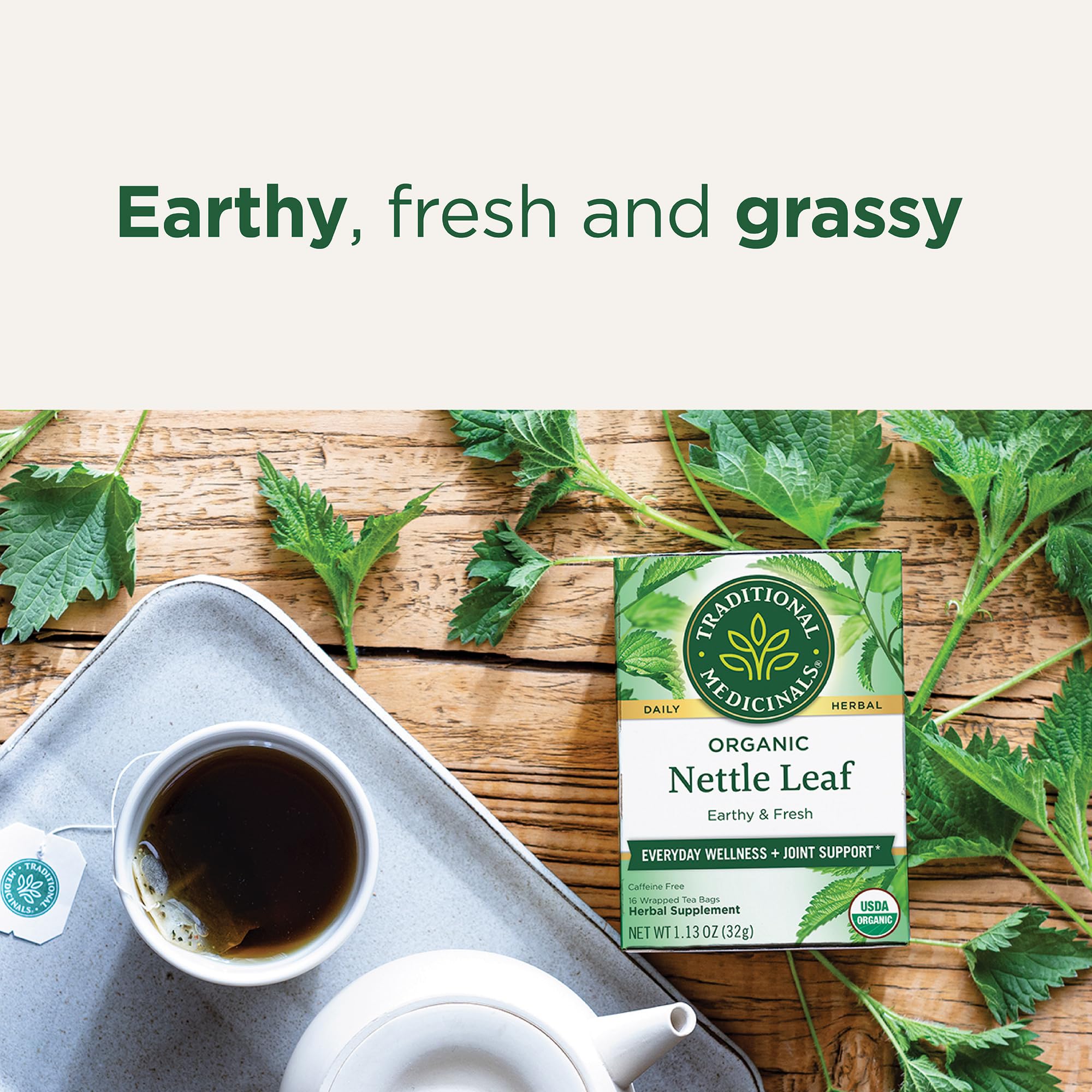 Traditional Medicinals Organic, Nettle Tea - Supports Joint Health & Overall Wellness with Stinging Nettle - Kosher, Non-GMO, Caffeine-Free
